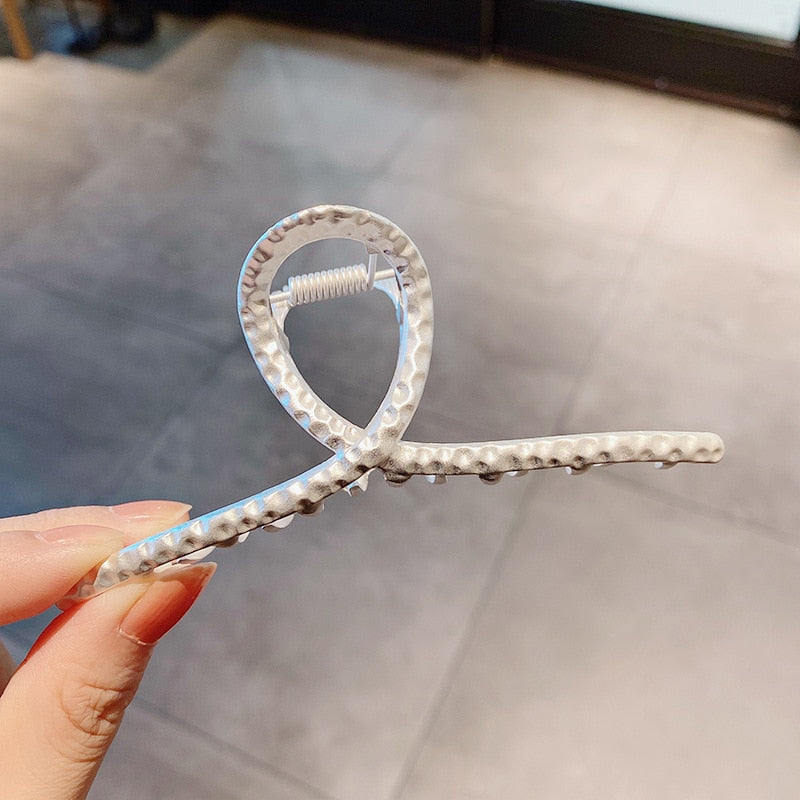 Fashion Metal Hair Claw For Women Gold Silver Color Cross Crab Hair Clip Korean Elegant Geometric Hairpin Girl Hair Accessories